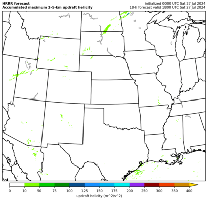 HRRR accumulated maximum 2--5-km updraft helicity, central US (click image for animation)