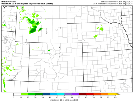 HRRR hourly maximum 10-m wind speed (click image for animation)