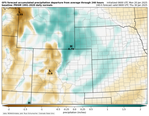 GFS accumulated precip anomaly (Colorado zoom) (click image for animation)