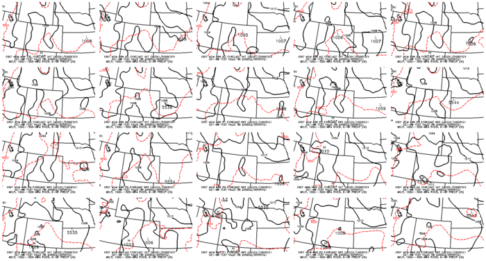 SREF postage stamps: MSLP, 1000--500-hPa thickness, 6-hr precip (click image for animation)