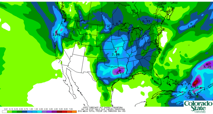 GEFS mean: Total accumulated precipitation (inches) (click image for animation)