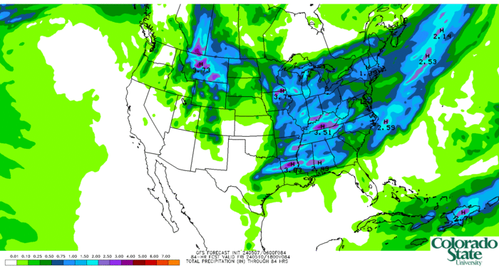 GFS total accumulated precipitation (inches) (click image for animation)