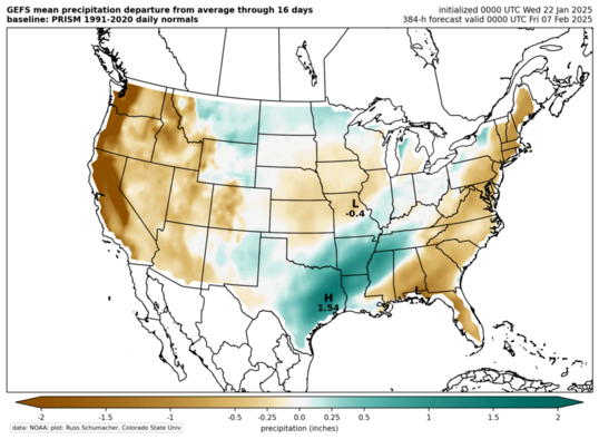 GEFS mean: Accumulated precipitation anomaly (click image for animation)