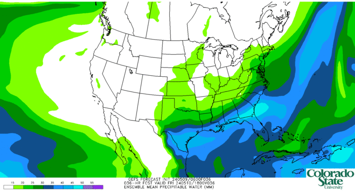 GEFS mean: Precipitable water (click image for animation)