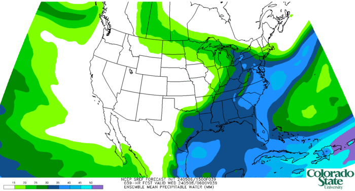 SREF mean: Precipitable water (click image for animation)
