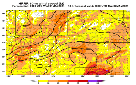 HRRR 10-m wind speed (click image for animation)
