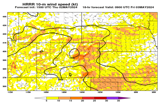 HRRR 10-m wind speed (click image for animation)